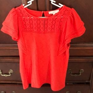 Loft red ruffle top